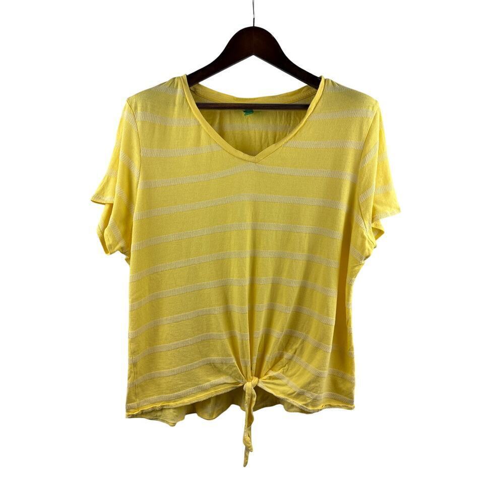 Women’s dip XL Yellow w/ White Striped T-Shirt